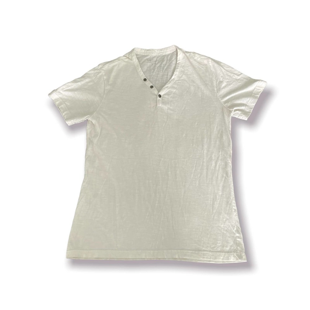 Men's White Structure Slim Fit V-Neck T-Shirt